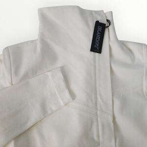 BLANKNYC Cream Stand Collar Moto Jacket Womens S Zip Pockets Minimalist Chic New